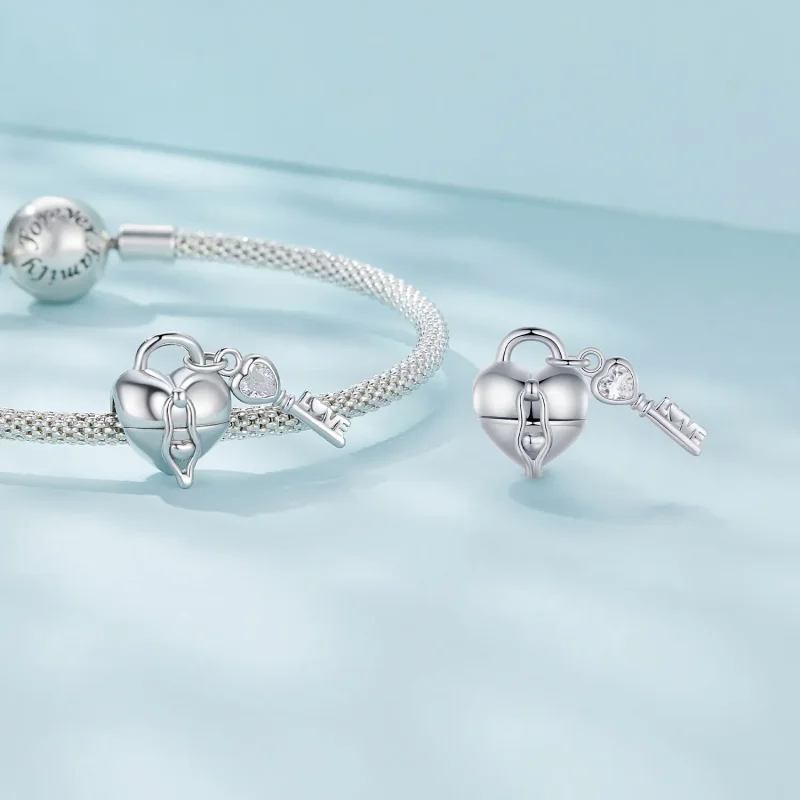 (bilde for) Pandora Style Heart Lock Key Charm - SCC2580 - Vis 6