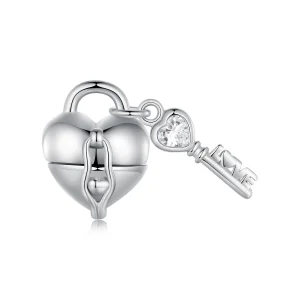 (bilde for) Pandora Style Heart Lock Key Charm - SCC2580