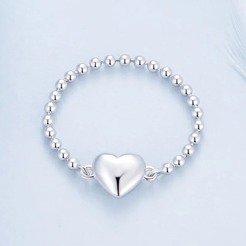 (bilde for) Pandora Style Heart Shape Chain Ring - BSR488 - Vis 2