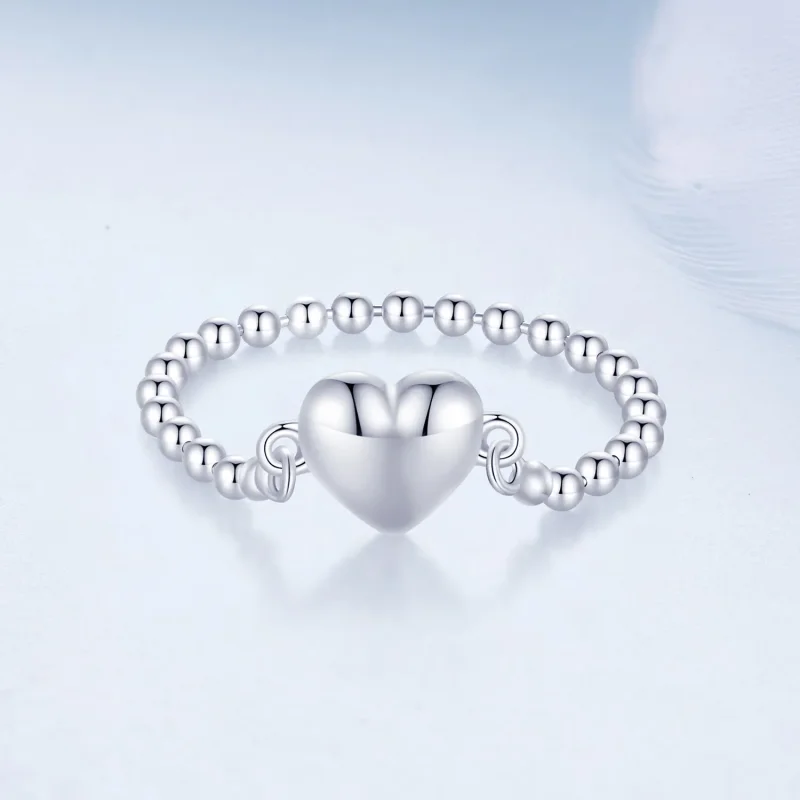 (bilde for) Pandora Style Heart Shape Chain Ring - BSR488 - Vis 3