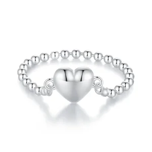 (bilde for) Pandora Style Heart Shape Chain Ring - BSR488