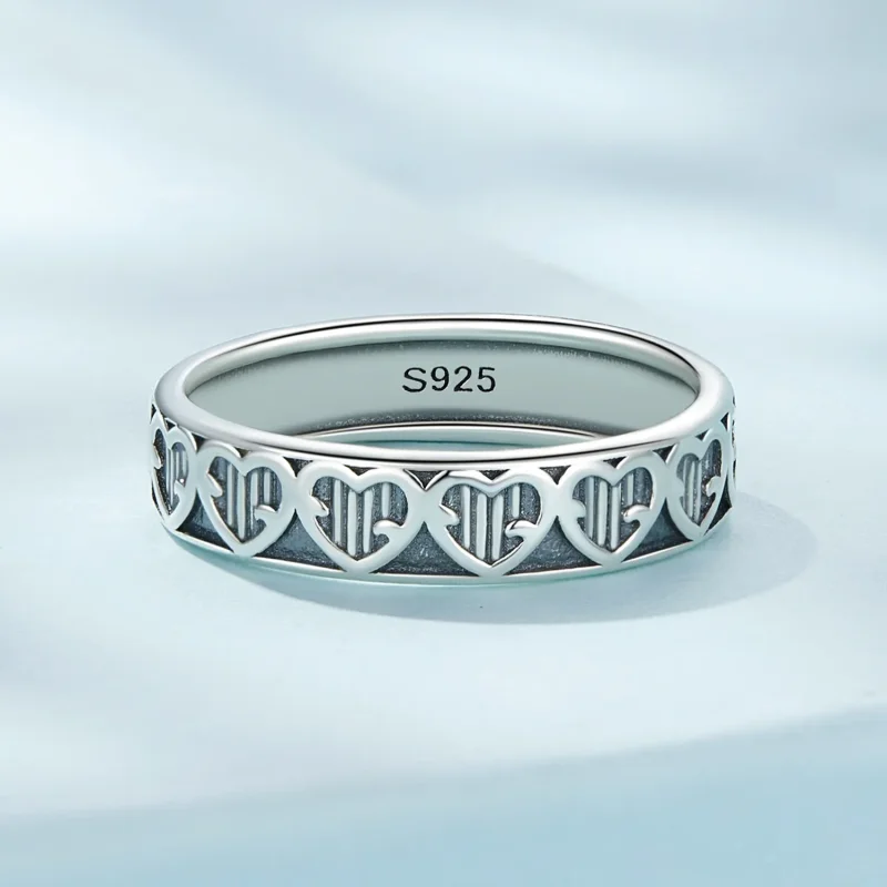 (bilde for) Pandora Style Heart Shape Preget Ring - SCR964 - Vis 3