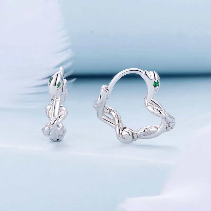 (bilde for) Pandora Style Hjerteformede Spirit Snake Hoop øredobber - BSE911 - Vis 2