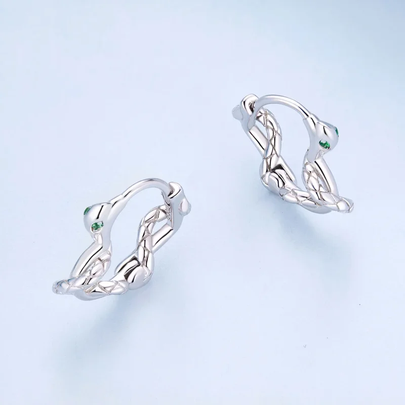 (bilde for) Pandora Style Hjerteformede Spirit Snake Hoop øredobber - BSE911 - Vis 3