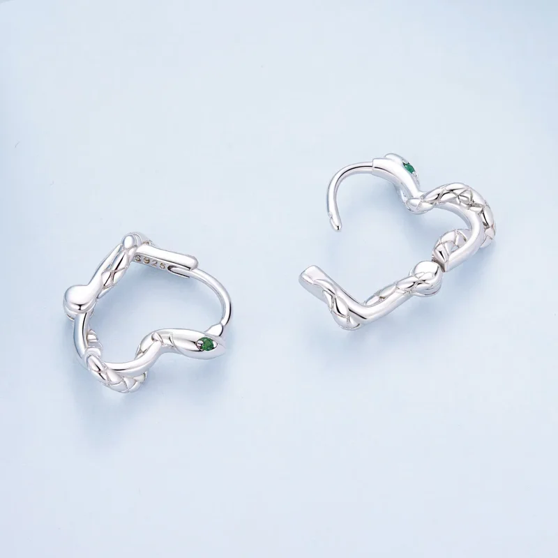 (bilde for) Pandora Style Hjerteformede Spirit Snake Hoop øredobber - BSE911 - Vis 4