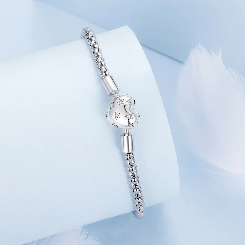 (bilde for) Pandora Style Hjerteformet Basic Chain Armbånd - BSB135 - Vis 3