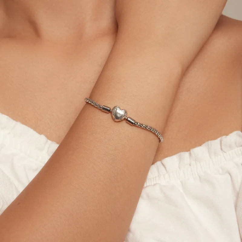 (bilde for) Pandora Style Hjerteformet Basic Chain Armbånd - BSB135 - Vis 4