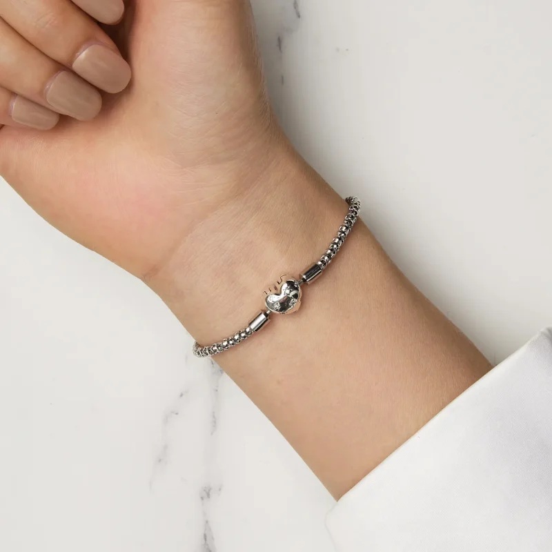 (bilde for) Pandora Style Hjerteformet Basic Chain Armbånd - BSB135 - Vis 6