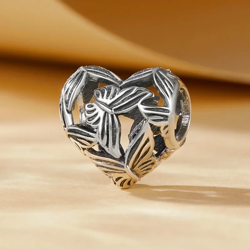 (bilde for) Pandora Style Hjerteformet Butterfly Charm - SCC2576 - Vis 2