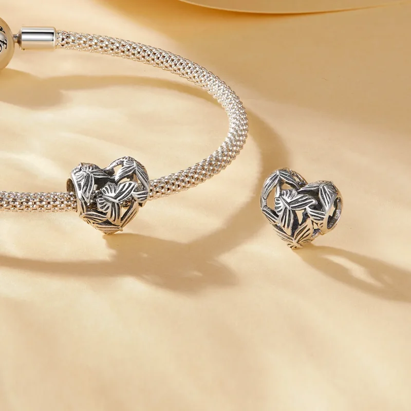 (bilde for) Pandora Style Hjerteformet Butterfly Charm - SCC2576 - Vis 4