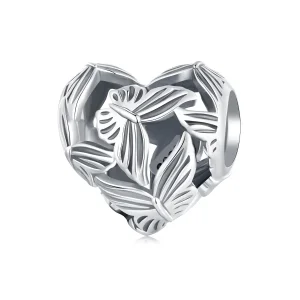 (bilde for) Pandora Style Hjerteformet Butterfly Charm - SCC2576