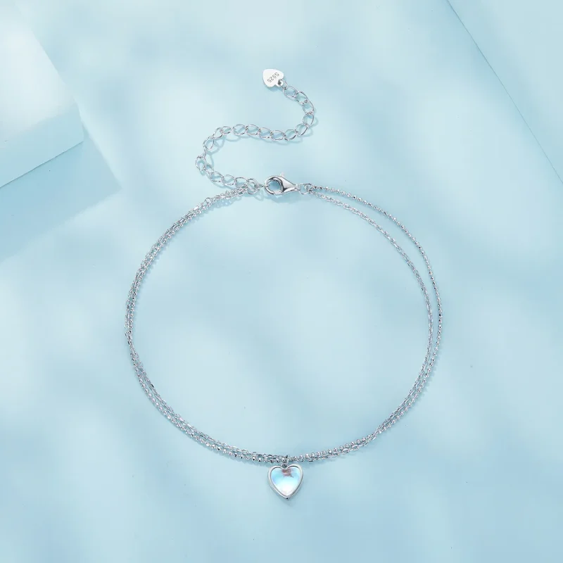 (bilde for) Pandora Style Hjerteformet Dobbel Layer Anklet - SCT024 - Vis 3