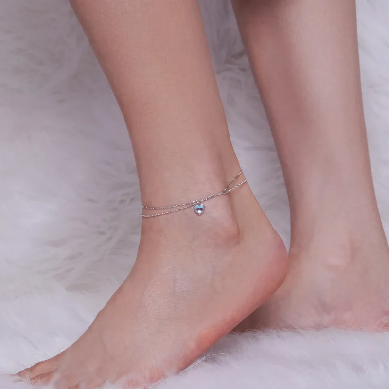 (bilde for) Pandora Style Hjerteformet Dobbel Layer Anklet - SCT024 - Vis 4