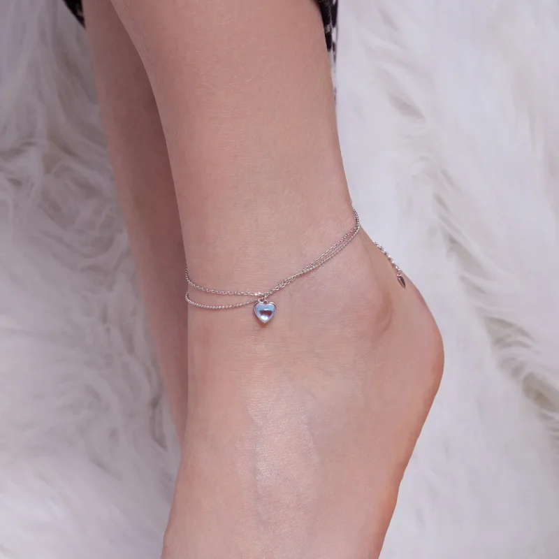 (bilde for) Pandora Style Hjerteformet Dobbel Layer Anklet - SCT024 - Vis 5