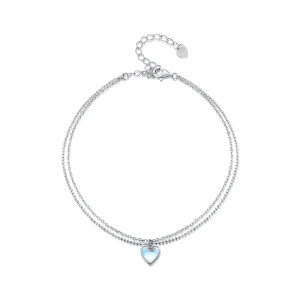 (bilde for) Pandora Style Hjerteformet Dobbel Layer Anklet - SCT024