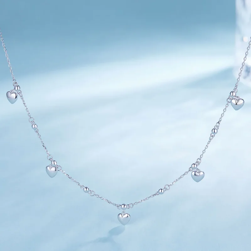 (bilde for) Pandora Style hjerteformet dusk halskjede Choker - BSN359 - Vis 2