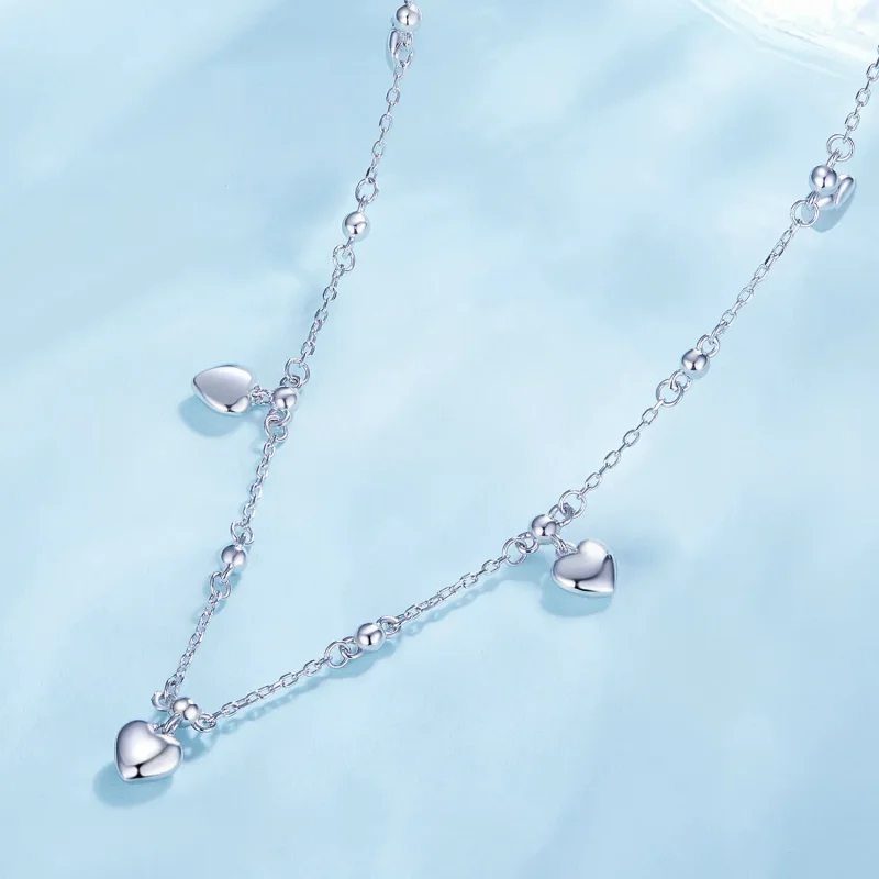 (bilde for) Pandora Style hjerteformet dusk halskjede Choker - BSN359 - Vis 3