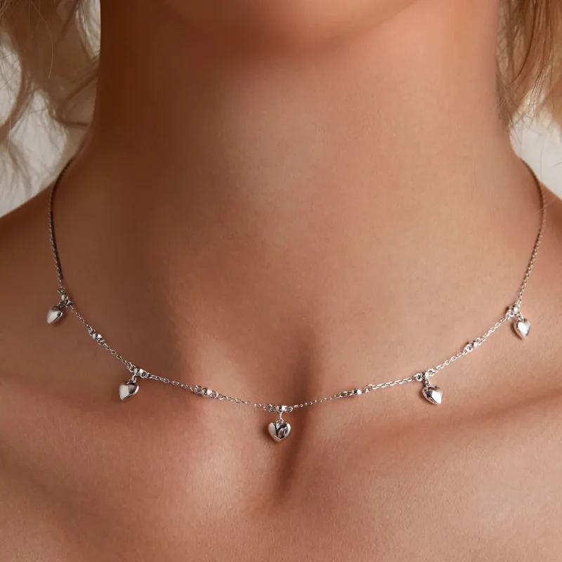 (bilde for) Pandora Style hjerteformet dusk halskjede Choker - BSN359 - Vis 6