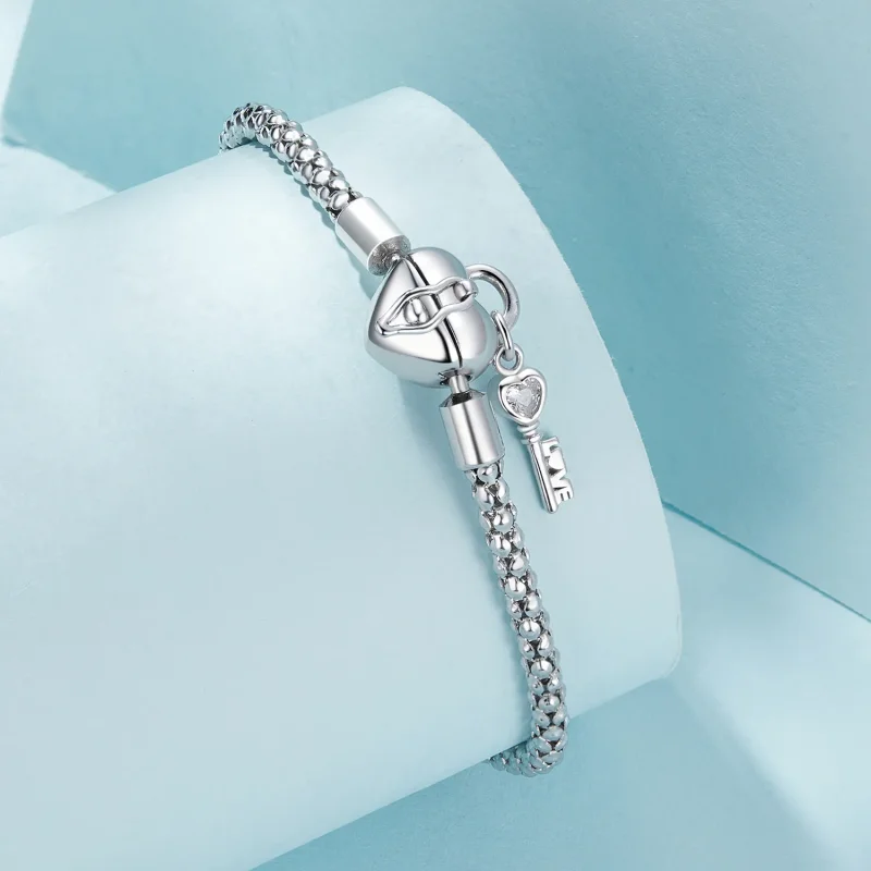 (bilde for) Pandora Style Hjertelås Nøkkelring Armbånd - SCB259 - Vis 2