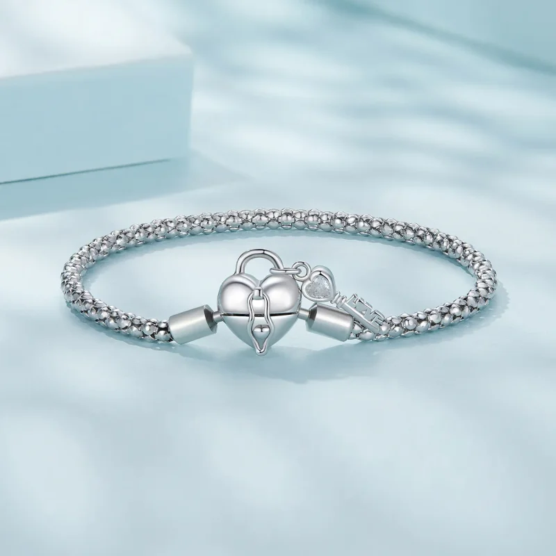 (bilde for) Pandora Style Hjertelås Nøkkelring Armbånd - SCB259 - Vis 3