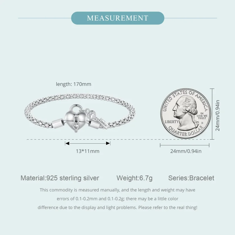 (bilde for) Pandora Style Hjertelås Nøkkelring Armbånd - SCB259 - Vis 5