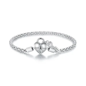 (bilde for) Pandora Style Hjertelås Nøkkelring Armbånd - SCB259