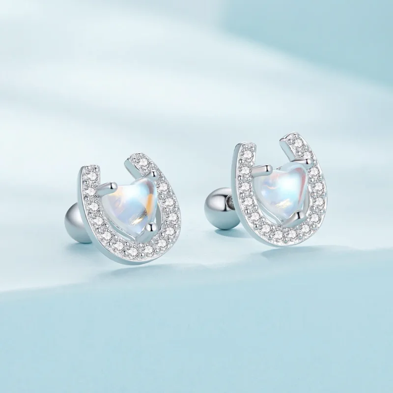 (bilde for) Pandora Style Horseshoe Runde Ørepropper Studs øredobber - SCE1612 - Vis 2