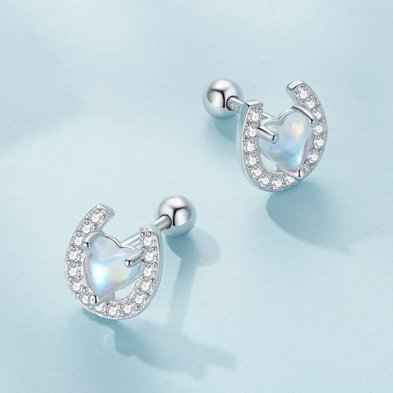 (bilde for) Pandora Style Horseshoe Runde Ørepropper Studs øredobber - SCE1612 - Vis 3