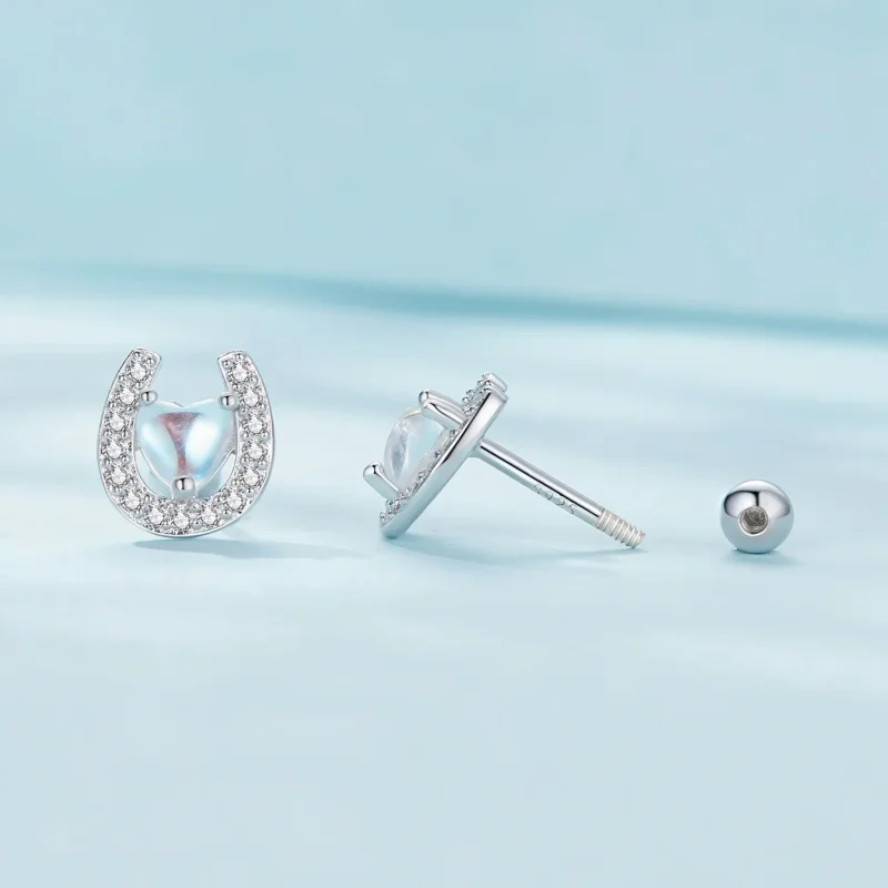 (bilde for) Pandora Style Horseshoe Runde Ørepropper Studs øredobber - SCE1612 - Vis 4