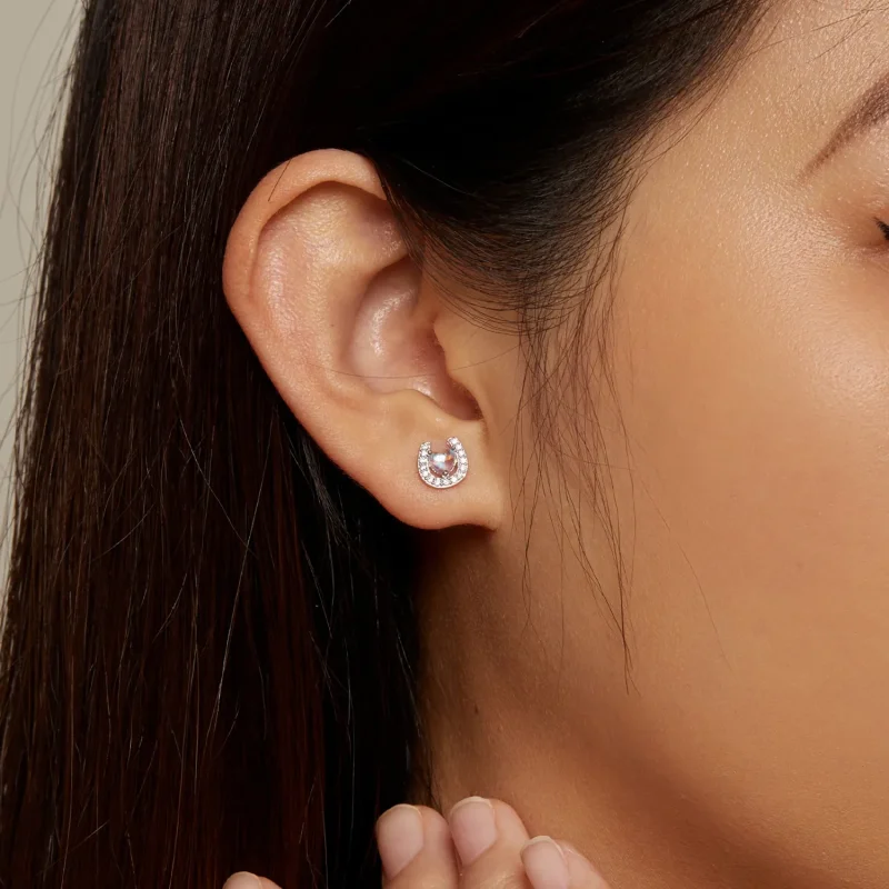 (bilde for) Pandora Style Horseshoe Runde Ørepropper Studs øredobber - SCE1612 - Vis 6