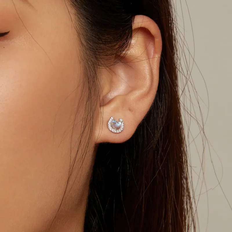 (bilde for) Pandora Style Horseshoe Runde Ørepropper Studs øredobber - SCE1612 - Vis 7