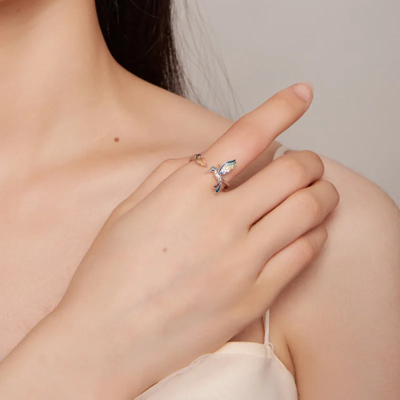 (bilde for) Pandora Style Hummingbird Open Ring - BSR391 - Vis 5