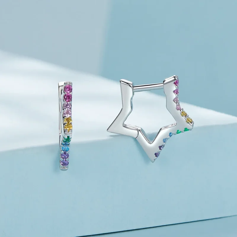(bilde for) Pandora Style Iridescent Stars Hoop øredobber - SCE1627 - Vis 2