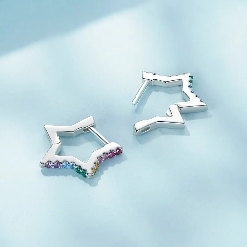 (bilde for) Pandora Style Iridescent Stars Hoop øredobber - SCE1627 - Vis 4