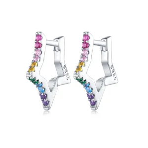 (bilde for) Pandora Style Iridescent Stars Hoop øredobber - SCE1627