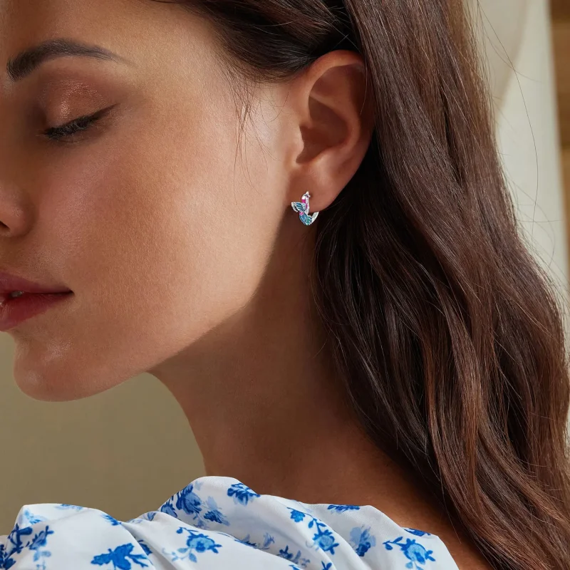 (bilde for) Pandora Style Kingfisher Hoop øredobber - BSE899 - Vis 5