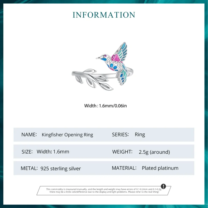 (bilde for) Pandora Style Kingfisher åpen ring - BSR483-E - Vis 6