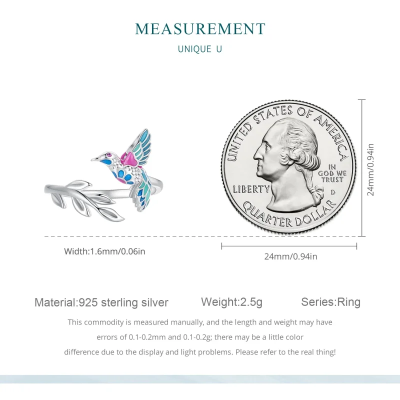(bilde for) Pandora Style Kingfisher åpen ring - BSR483-E - Vis 7