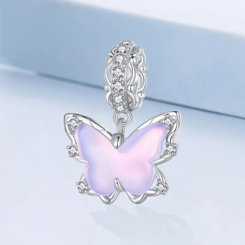 (bilde for) Pandora Style Lace Butterfly Dingle - BSC925 - Vis 2