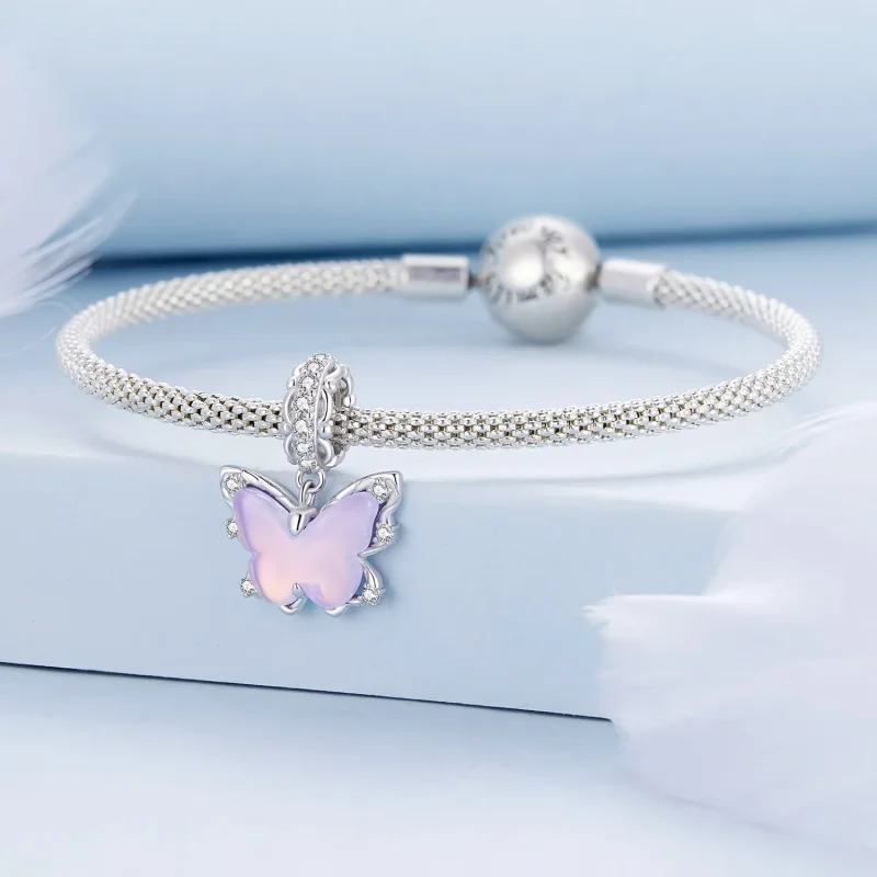 (bilde for) Pandora Style Lace Butterfly Dingle - BSC925 - Vis 3