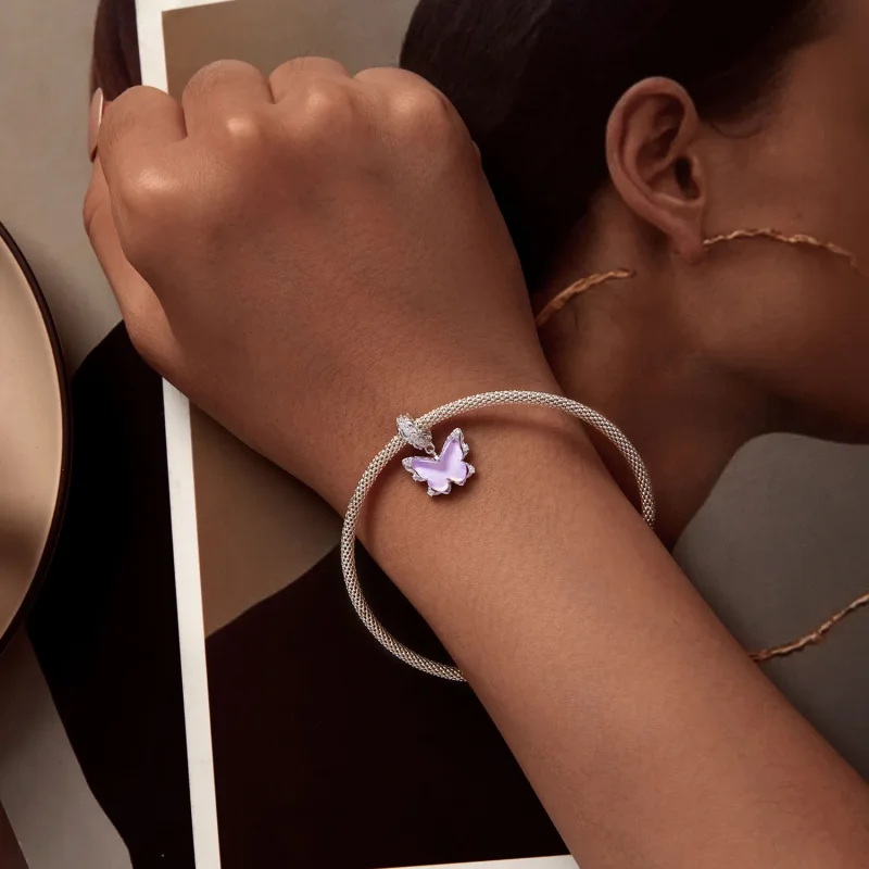 (bilde for) Pandora Style Lace Butterfly Dingle - BSC925 - Vis 5