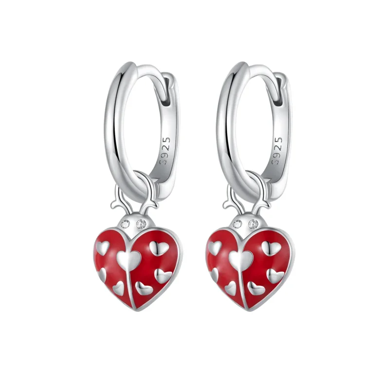 (bilde for) Pandora Style Ladybug Hoop øredobber - SCE1573