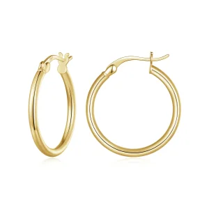 (bilde for) Pandora Style Large Hoop Vanlige Sølv Hoop øredobber - SCE1608-LB