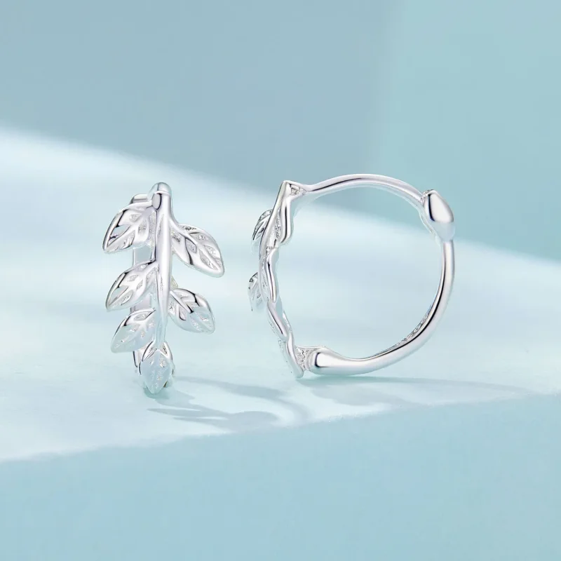 (bilde for) Pandora Style Leaf Hoop øredobber - SCE1660 - Vis 2