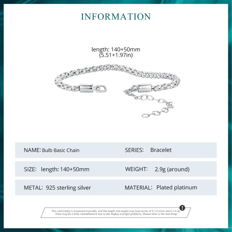 (bilde for) Pandora Style Light Bulb Chain Chain Armbånd - BSB149 - Vis 6