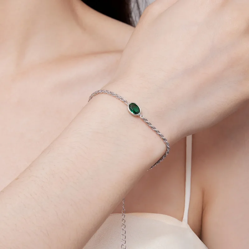 (bilde for) Pandora Style Light Luxury Green Zirconia Chopard Armbånd - BSB116 - Vis 6