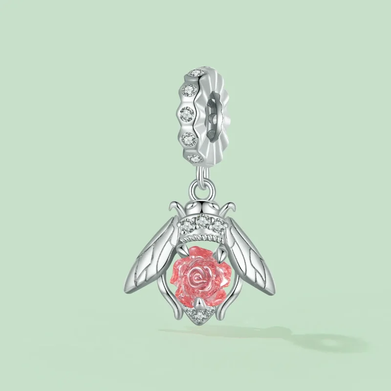 (bilde for) Pandora Style Light Sensitive Bee Rose Dangle - SCC2598 - Vis 3