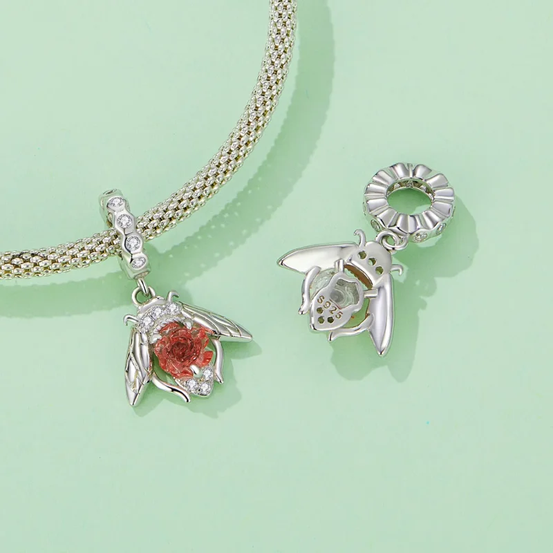 (bilde for) Pandora Style Light Sensitive Bee Rose Dangle - SCC2598 - Vis 5