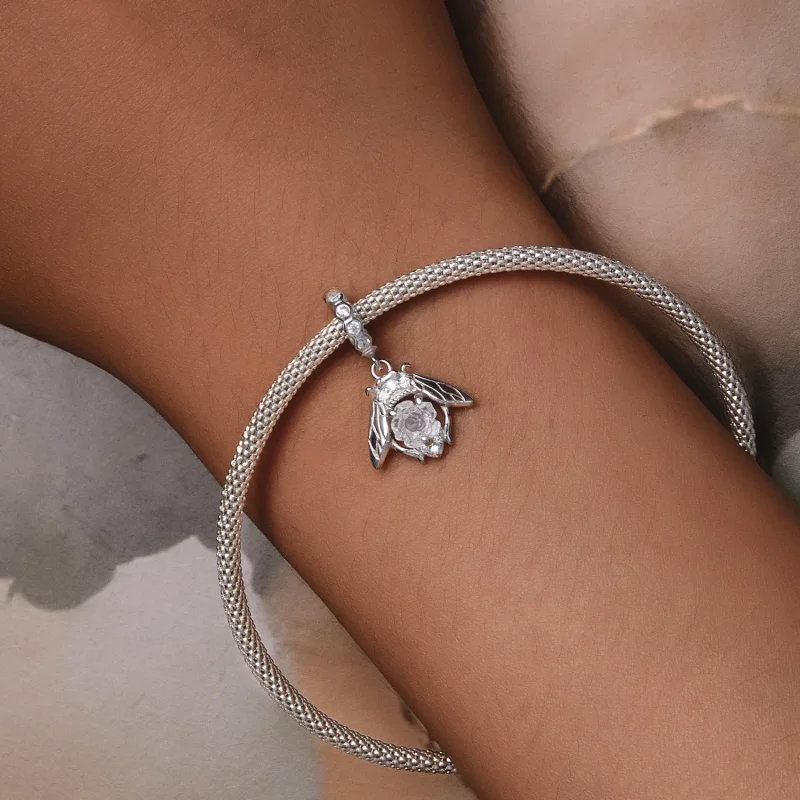(bilde for) Pandora Style Light Sensitive Bee Rose Dangle - SCC2598 - Vis 9