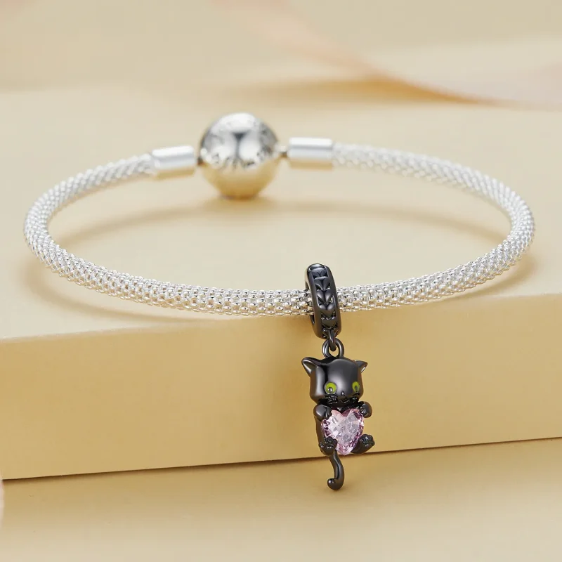(bilde for) Pandora Style Little Black Cat Dangle - BSC800 - Vis 2